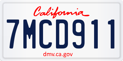CA license plate 7MCD911