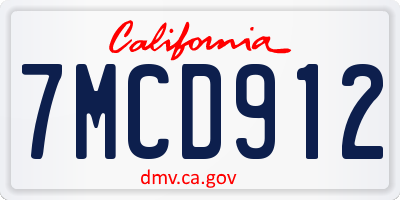 CA license plate 7MCD912