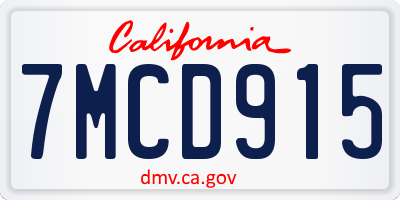 CA license plate 7MCD915