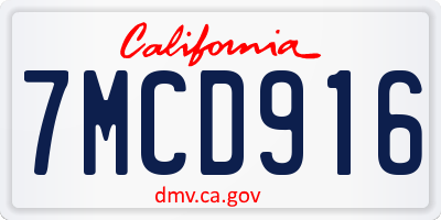 CA license plate 7MCD916
