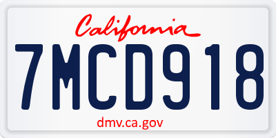 CA license plate 7MCD918