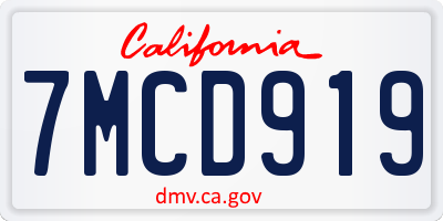 CA license plate 7MCD919