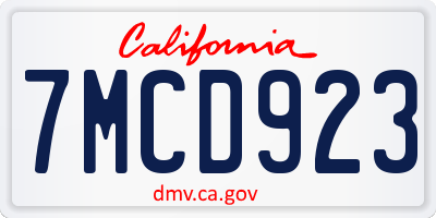 CA license plate 7MCD923