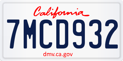 CA license plate 7MCD932