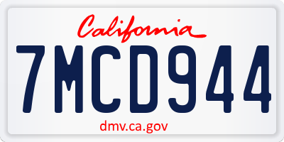 CA license plate 7MCD944