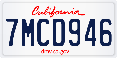 CA license plate 7MCD946