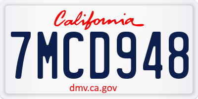 CA license plate 7MCD948
