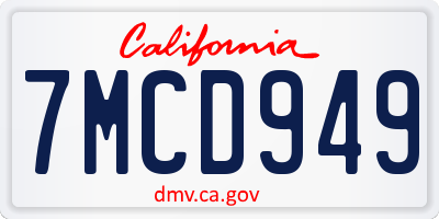 CA license plate 7MCD949