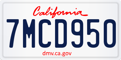 CA license plate 7MCD950