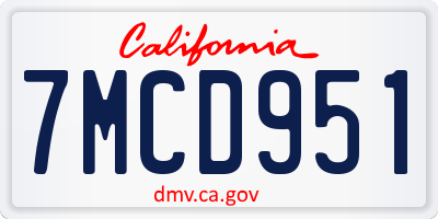 CA license plate 7MCD951