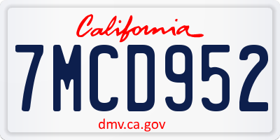 CA license plate 7MCD952