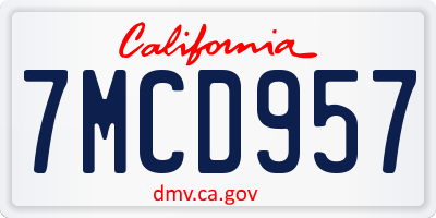 CA license plate 7MCD957