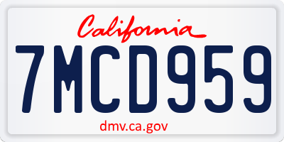 CA license plate 7MCD959