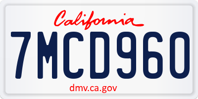 CA license plate 7MCD960