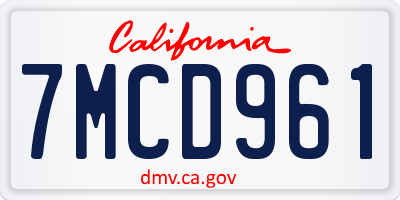 CA license plate 7MCD961
