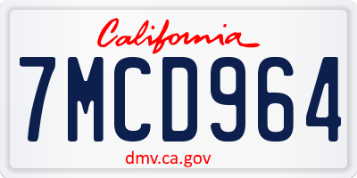 CA license plate 7MCD964