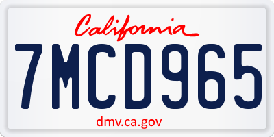 CA license plate 7MCD965