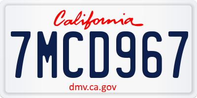 CA license plate 7MCD967