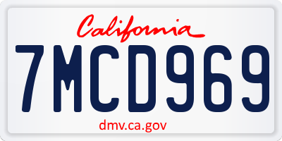 CA license plate 7MCD969