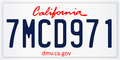 CA license plate 7MCD971