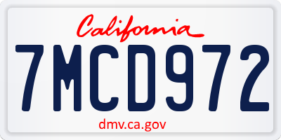 CA license plate 7MCD972