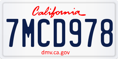 CA license plate 7MCD978