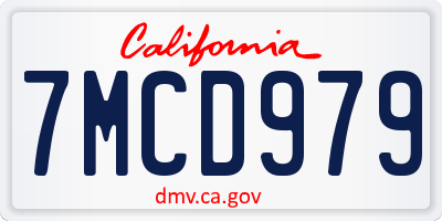 CA license plate 7MCD979