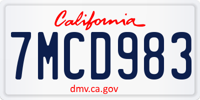 CA license plate 7MCD983