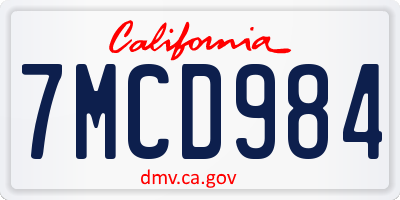 CA license plate 7MCD984