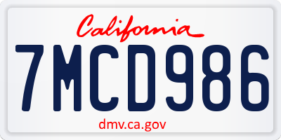 CA license plate 7MCD986