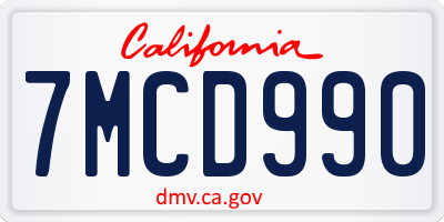 CA license plate 7MCD990