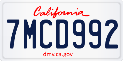 CA license plate 7MCD992
