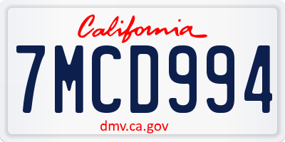 CA license plate 7MCD994