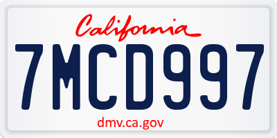 CA license plate 7MCD997