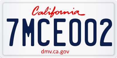 CA license plate 7MCE002
