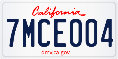 CA license plate 7MCE004