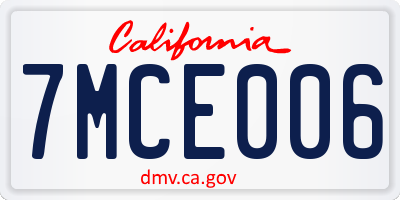 CA license plate 7MCE006