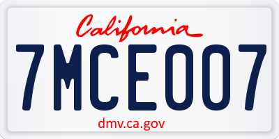 CA license plate 7MCE007