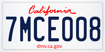 CA license plate 7MCE008