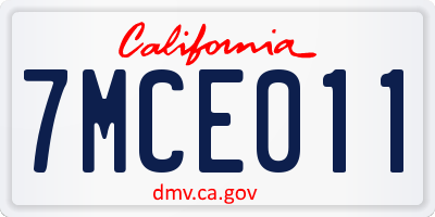 CA license plate 7MCE011