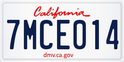 CA license plate 7MCE014