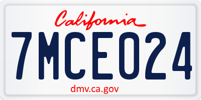 CA license plate 7MCE024