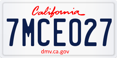 CA license plate 7MCE027