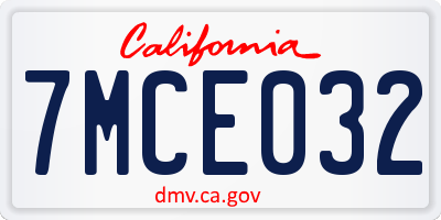 CA license plate 7MCE032