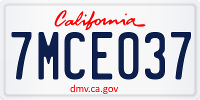 CA license plate 7MCE037