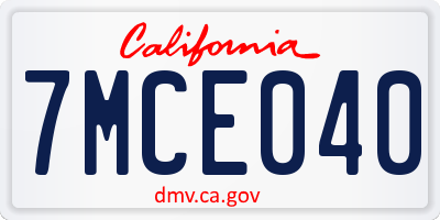 CA license plate 7MCE040