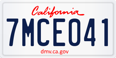 CA license plate 7MCE041