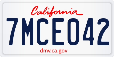 CA license plate 7MCE042