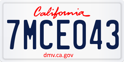 CA license plate 7MCE043