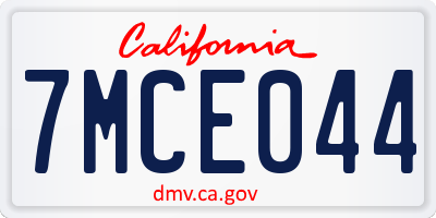 CA license plate 7MCE044